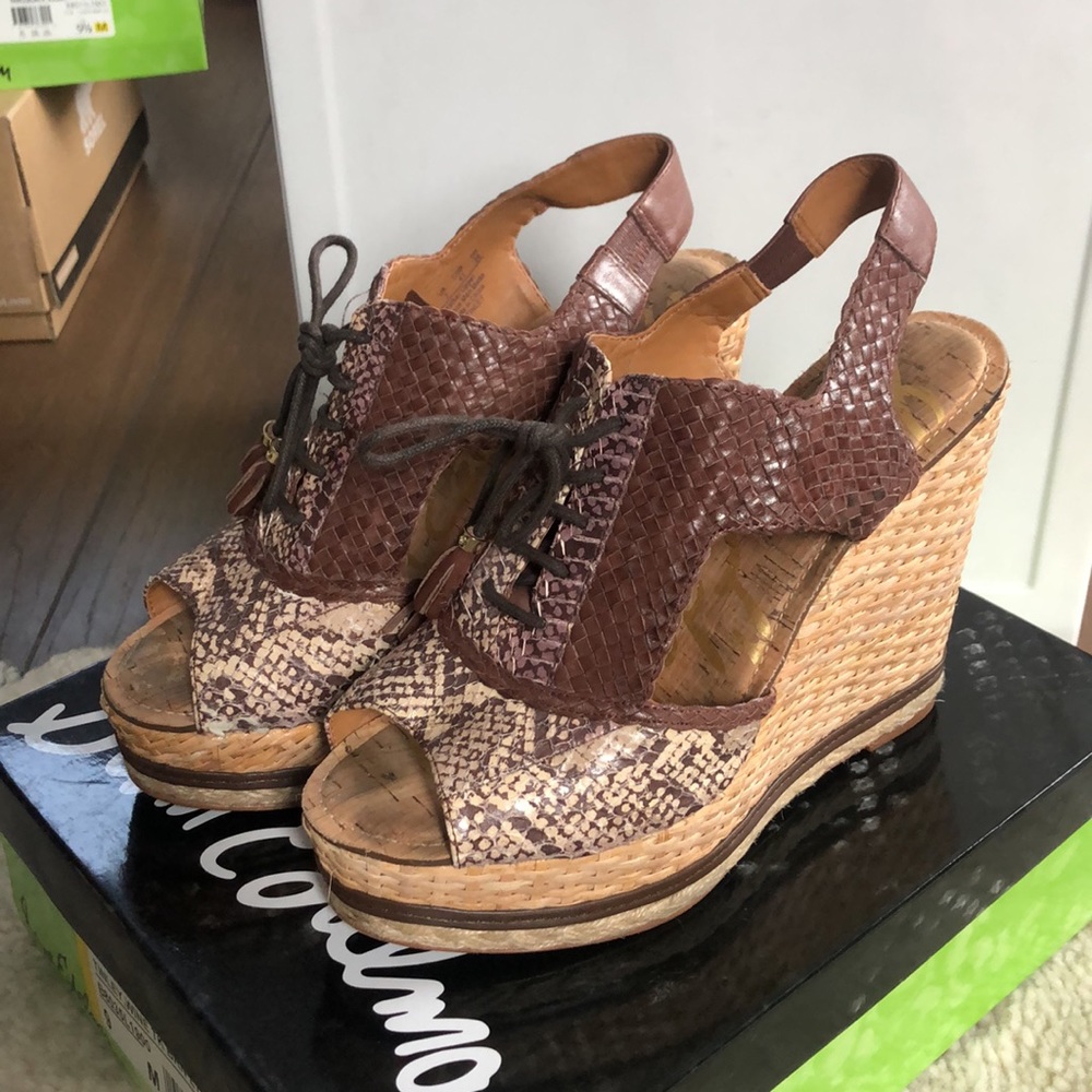 Sam Edelman Tinley Brown Raffia Wedges EU 41